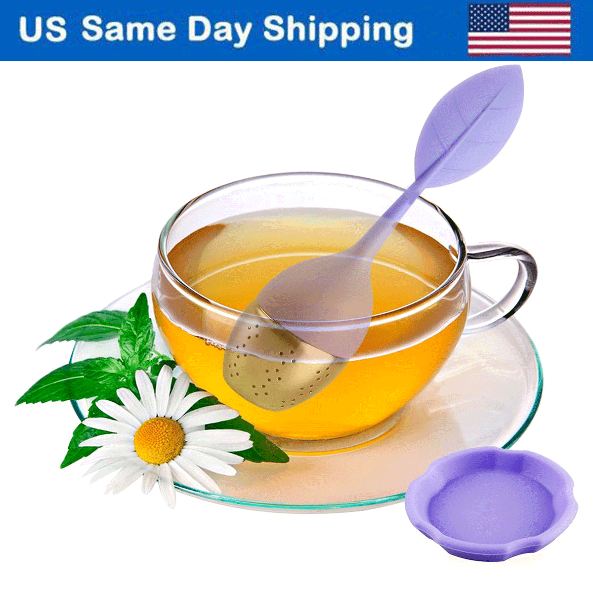 Yellow Leaf Silicone Tea Infuser with Stainless Steel Strainer for Herbal and Loose Tea Multiple Colour Options 