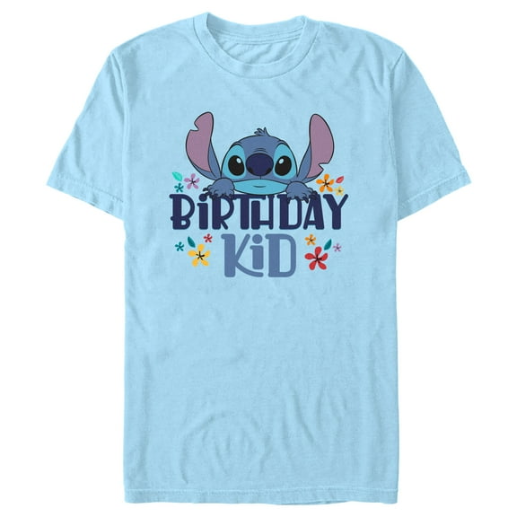 Men's Lilo & Stitch Birthday Kid Graphic Tee Light Blue 3X Large