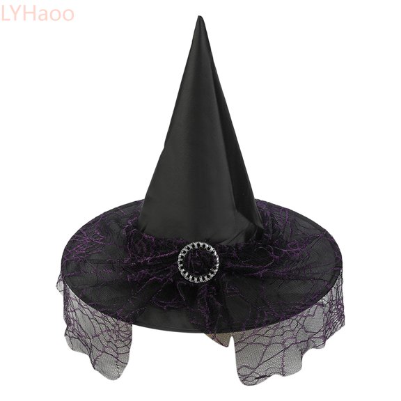 LYHaoo Toddler Kids Witch Hat, Lace Headdress Hat Halloween Witch Hats for Halloween Costume Party Dress Up
