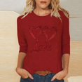 thumbnail image 2 of mihongmao Plus Size Valentine Shirts for Women Valentine's Printed Crew Neck 3/4 Sleeve T-shirt Loose Red 2X, 2 of 4
