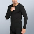 thumbnail image 3 of Rohuuque Men's Thermal Long Johns Set Solid Cotton Blend Thermal Set Lightweight Crew Neck Long Sleeve Comfort Underwear Black, 3 of 6