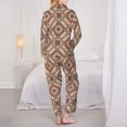 thumbnail image 3 of KLL Fashion Tatreez (3) Print Women's Long Sleeve Pajamas with Pants Sleepwear Loungewear 2 Set-Large, 3 of 8