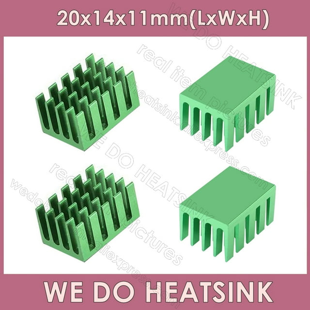 20x14x11mm Without or With Thermal Pad Aluminum Network Routers Chip Heat Sinks Radiator Cooler With Thermal Pad Green Without Pad 5pcs