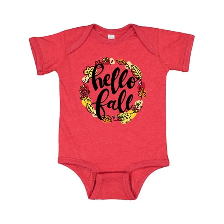 

Inktastic Hello Fall with Leaf Wreath Gift Baby Boy or Baby Girl Bodysuit