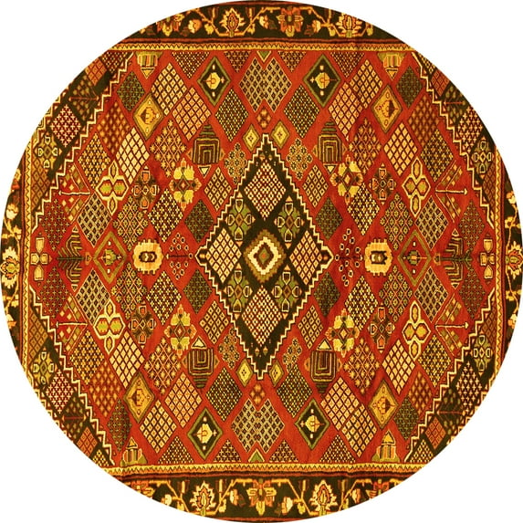Ahgly Company Indoor Round Persian Yellow Traditional Area Rugs, 6' Round