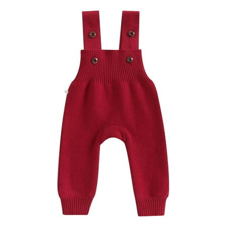 

Baby Toddler Knit Overalls Infant Sleeveless Solid Color Bib Pants
