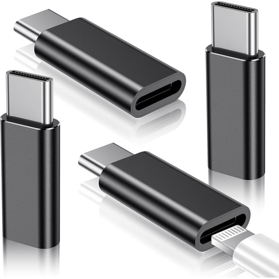4 Pack Lightning to USB C Adapter for iPhone 15/16 Pro/16 Pro Max/Plus,Samsung S25/S24,USB C Charger Connector Cable,for iPhone 16/15 Charger,16/15 Accessories - Black(Not for Audio/OTG)