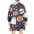 thumbnail image 2 of Wearable Oversized Blanket,Halloween Ghost & Pumpkin Pattern Wearable Blanket Hoodie for Adults,Cozy Hooded Blankets with Super Pockets,Super Warm Fuzzy Pullover for Women & Men, 2 of 6