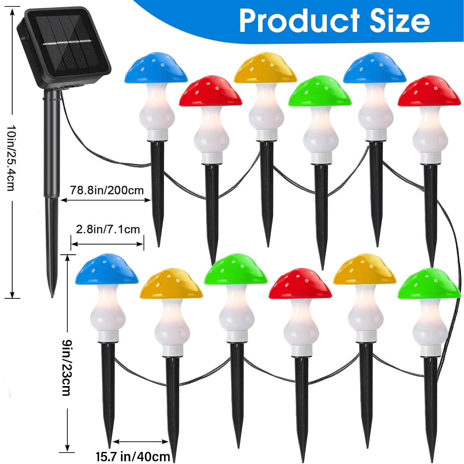 12-Pack Solar Mushroom Lights for Garden Decor, 8 Modes Waterproof Outdoor Garden Mushroom Lamp, Multi-Colored Solar LED Fairy Lights for Christmas Halloween Yard Lawn