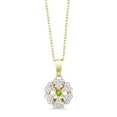 thumbnail image 2 of Gem Stone King 0.13 Ct Green Peridot White Diamond 18K 2-Tone Gold Plated Silver Pendant with Chain, 2 of 4