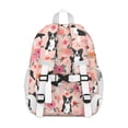 thumbnail image 3 of Boston Terrier Dog and Flower Florals Backpack for School,Cute School Bag,Schoolbag with Adjustable Shoulder Straps & Padded Back,15"x11.42"x5.5", 3 of 5