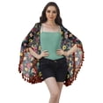 thumbnail image 2 of Moomaya Cache-Maillots pour Femmes Imprimé Kimono Manches à Franges Boléro, 2 of 5