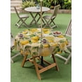 thumbnail image 4 of Outdoor Tablecloth with Umbrella Hole for Patio/Picnic/Party/Camping, Lemon Waterproof Table Cloth Round Cover Washable, Farmhouse Vintage Summer Retro Fruits Yellow Brown (Dia 54"), 4 of 8
