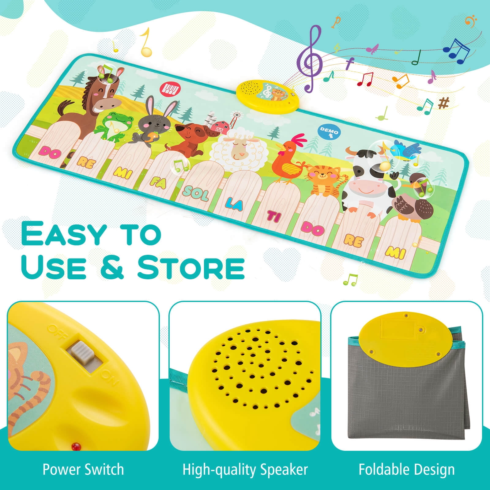 Costway Floor Piano Mat for Toddlers Baby Musical Touch Dancing Keyboard Play Mat Gift
