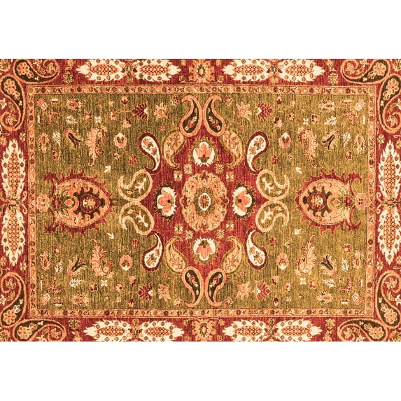 Ahgly Company Indoor Rectangle Geometric Orange Traditional Area Rugs, 2' x 4'