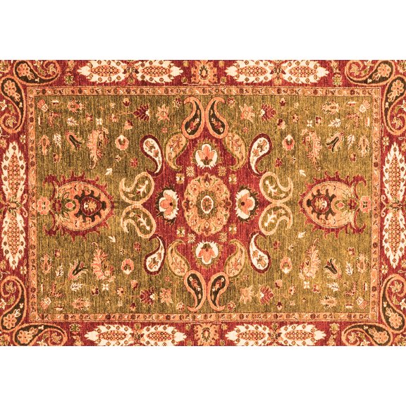 Ahgly Company Indoor Rectangle Geometric Orange Traditional Area Rugs, 5' x 7'
