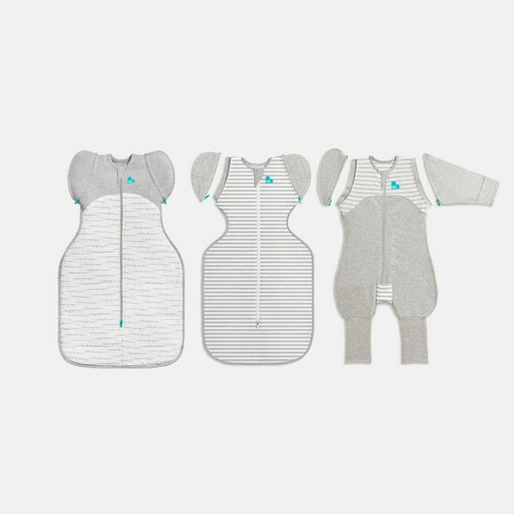 Love to Dream Emmaillotage Sac de Transition Pack de Démarrage, Ailes Zippées Brevetées, Aide Doucement Bébé à Transitionner en Toute Sécurité, Gris, Moyen