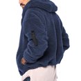 thumbnail image 5 of WTOBBY Men's Casual Loose Double-Faced Fleece Jacket, Solid Color Zipper Hooded Plush Warm Coat for Winter, Soft and Lightweight for Daily and Outdoor Activities,Navy 3XL, 5 of 5