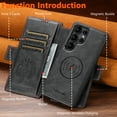 thumbnail image 4 of 2-in-1 Case for Samsung Galaxy S25 Ultra, PU Leather Outer Wallet Case with Magnetic Detachable Inner Back Case, Card Slots Kickstand Flip Cover, Full Body Protection, Magnetic Closure, Black, 4 of 8