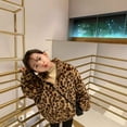 thumbnail image 4 of XQYLOS Children’s Leopard Print Thick Coat Autumn Winter Girls Plush Warm Top, 3-8 Years Old Cozy Outerwear, Fuzzy Insulated Jacket for Cold Days, 4 of 5