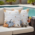 thumbnail image 4 of Fall Blue Pumpkins Outdoor Waterproof Pillow Covers, Thanksgiving Autumn Leaves Farm Wood Decorative Square Throw Pillowcase Sofa Cushion Sham for Patio/Couch/Chair, 20"x20" 2 Pack, 4 of 8