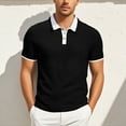 thumbnail image 2 of RMGVDSD Mens Knit Polo Shirts Men's Summer Casual Business Short Sleeved Polo Shirt Commuting Work T Shirts Retro Tees Stylish Tops, 2 of 4
