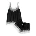 thumbnail image 1 of Conjunto de pijama sexy de seda para mujer: camisola y pantalones cortos de satén, tirantes ajustables con cuello en V, lencería para dormir y ocasiones especiales, tejido con mezcla de spandex, 1 of 6