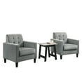 thumbnail image 2 of Modern Gray Velvet Armchairs And End Table - Elegant Living Room Package, 27.5"w X 27.5"d 31.5"h Armchair, 19"w 15"d 19"h Table, 5.51" Plastic Legs, Marble Tabletop, 2 of 2