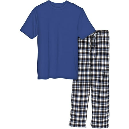 Men's Short Sleeve Crew Top and Woven Pant Sleep Set