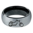 thumbnail image 2 of Tungsten Motorcycle Bike Motor Bicycle Band Ring 8mm Men Women Comfort Fit Black Dome Brushed Gray Polished, 2 of 4