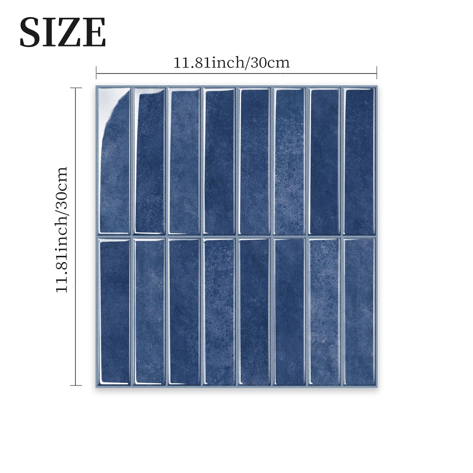 10 Sheets 12inch/30.5cm 3d Vinyl Backsplash Tiles  Self-adhesive Peel And Stick Wall Tile Stickers On Subway For Kitchen Bathroom Klein Blue