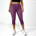 thumbnail image 7 of ZGRBOU High Waist Butt Lifting Pants for Women Faux Denim Capris Pants Stretchy Tummy Control Slim Fit Jeggings, 7 of 7