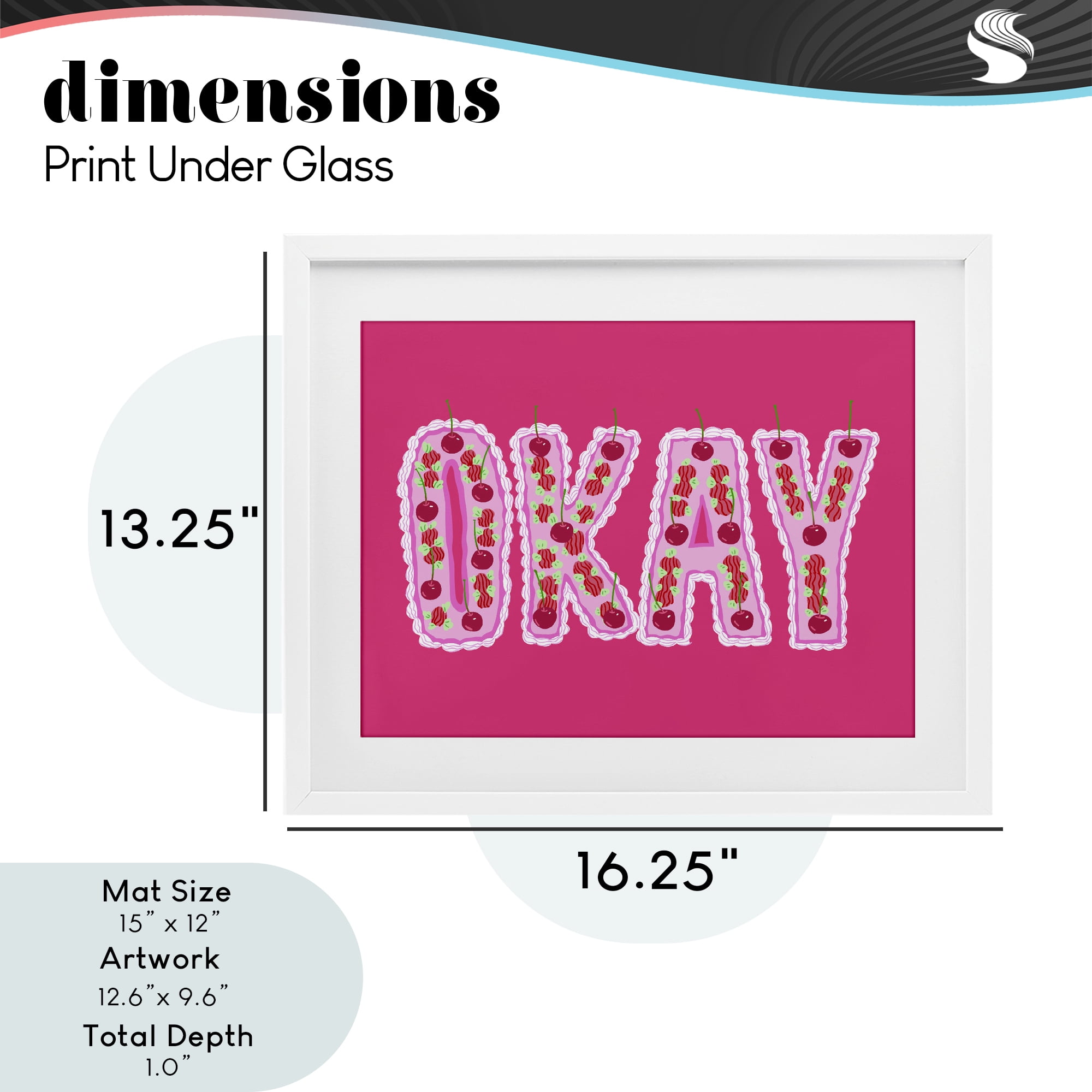Stupell Industries Okay Cherry Cake White Framed Print Under Glass, design by Ziwei Li