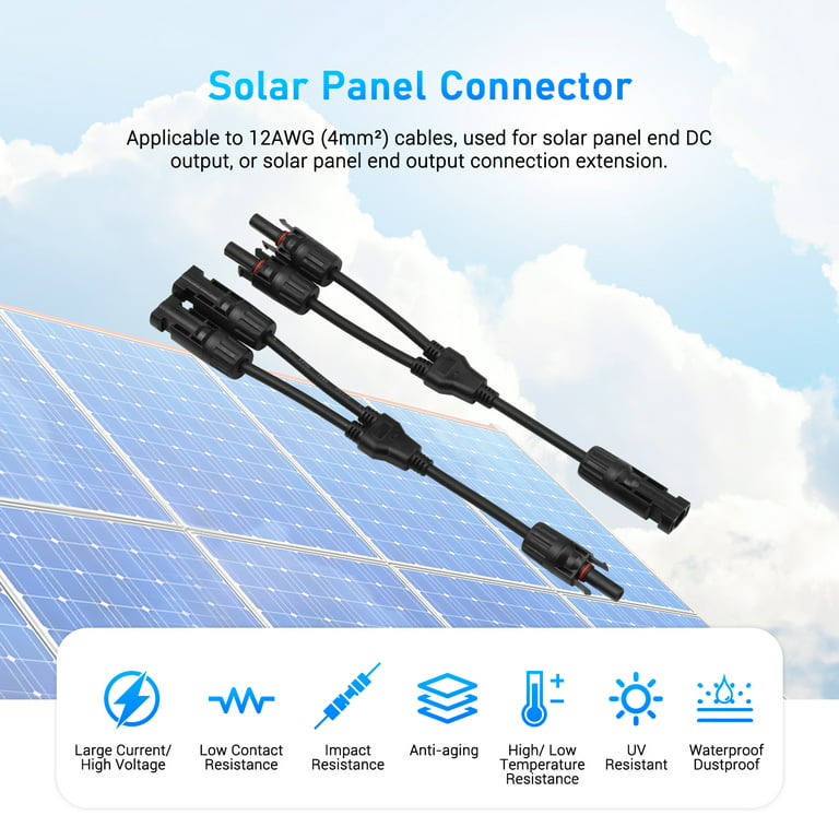 3 Way MC4 Solar Panel Branch Cable Connector Pair