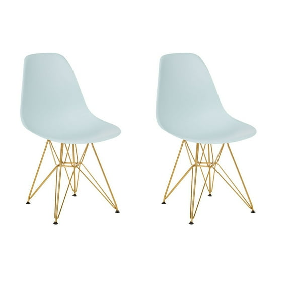 Eiffel Dining Chair with Gold Base - Light Blue