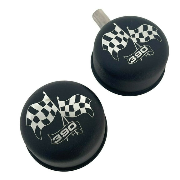 Ford FE 390 Checkered Flags Valve Cover breather & PCV Set - Black - Ansen USA