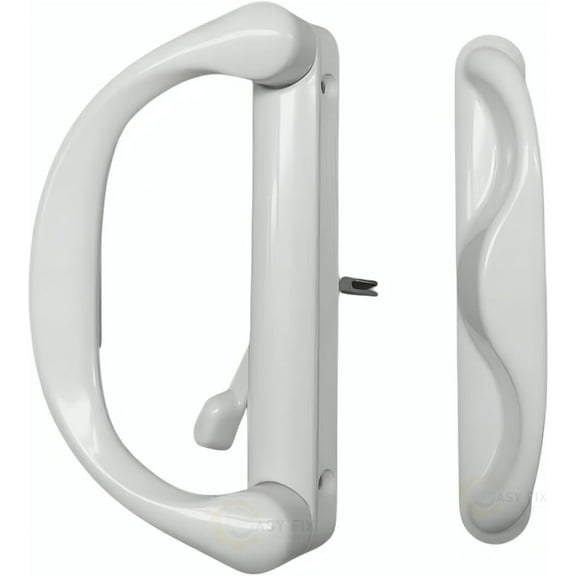 White Involute Sliding Patio Door Pull Handle Set Handle Replacement for Patio Glass Door Repair Set Fits 4-15/16" Hole Spacing and 1.08" to 2.14" Thick Doors- For Milgard, ESW, General Impact Doors