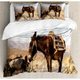 thumbnail image 1 of Donkey Duvet Cover Set Queen Size, Greek Donkey up in the Mountains of Lesvos Island in Mediterranean Sea Digital Image, Decorative 3 Piece Bedding Set with 2 Pillow Shams, Multicolor, by Ambesonne, 1 of 3