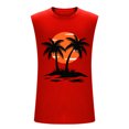 thumbnail image 5 of VBTAPA Flash Sale! Mens Graphic Tank Tops Palm Tree Sunset Print Sleeveless Cut Off Shirts Cotton Casual Workout Muscle Tees Red M, 5 of 6