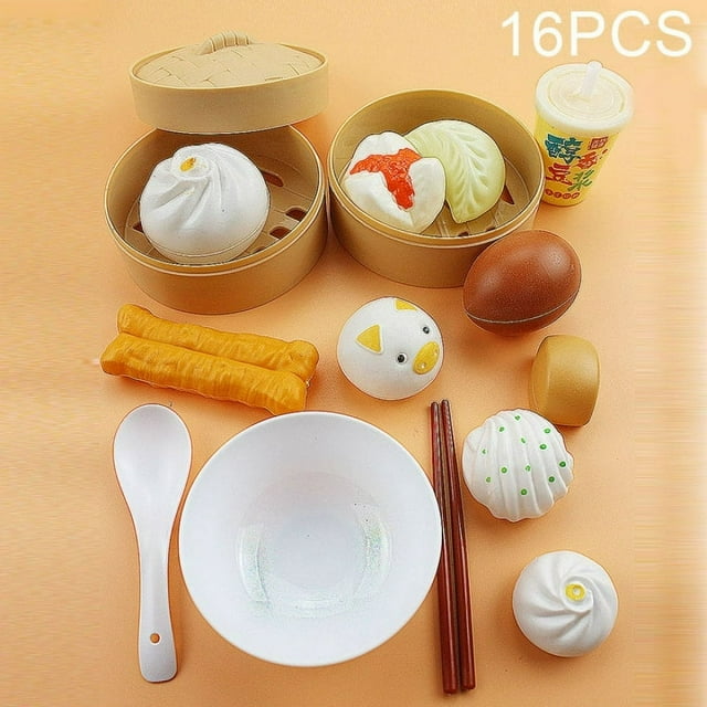 YOPTOP Children Kitchen Toys Simulation Kitchen Utensils Food Cookware Pot Pan Kids Pretend Play Kitchen Set Toys For Girl Boy,16pcs