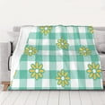 thumbnail image 5 of YFYANG Lightweight Warm Flannel Blanket, Green Plaid Floral Pattern Throw Blanket for Bed, Sofa, Travel, Camping, 50"x40", 5 of 7
