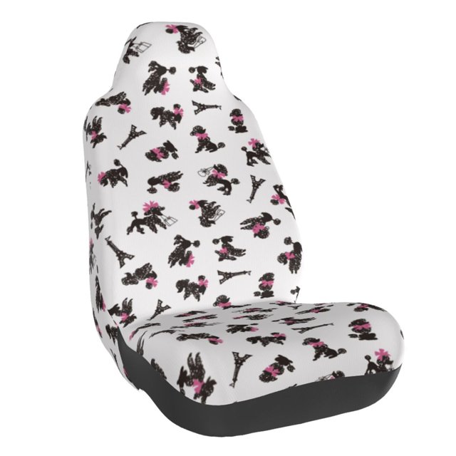 Lsque Poodle Dog Pattern Car Seat Covers for Front Seats , Waterproof Seat Covers for Cars, Sporty Front Seat Covers,Car Seat Cover Protector Front Seats