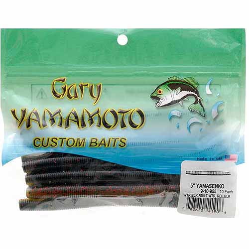 Gary Yamamoto Custom Baits 5" Senko Worm, Dark and Light Red/ Black