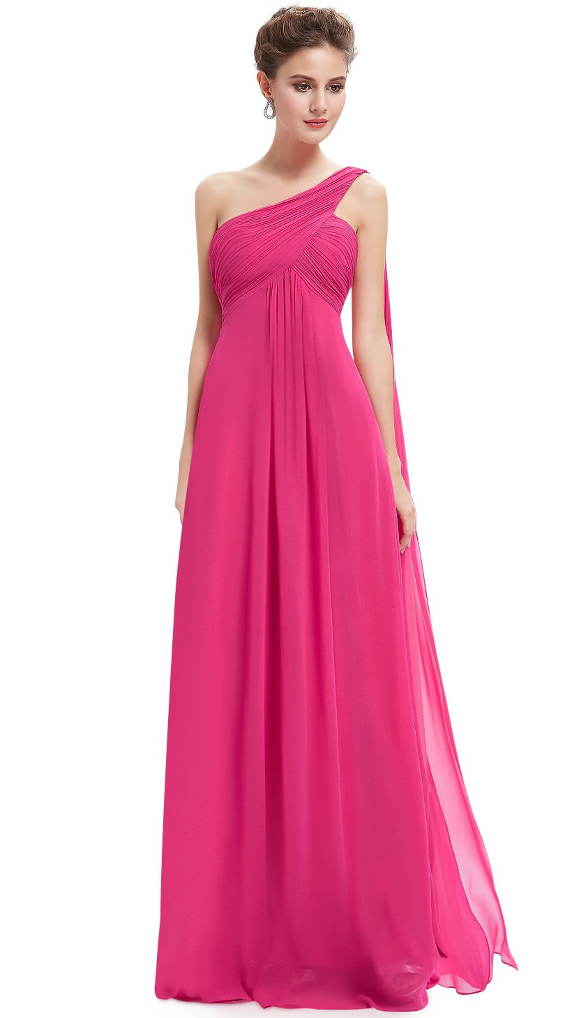 Ever-pretty US One Shoulder Evening Dresses Pink Bridesmaid Dresses Long 09816