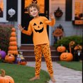 thumbnail image 2 of Halloween Pajamas Family Set - 2 piece Pumpkin Face Print Long Sleeve Tops + Pants Sleepwear,Cartoon Spooky Theme Halloween Pajamas for Family Photos for 9 Years Pjs, 2 of 7