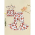 thumbnail image 2 of Liacowi 2pcs Kids Girls Summer Clothes Set 6M 1T 2T 3T 4T 5T Little Girls Sleeveless Flower Print Tie-Up Spaghetti Straps Tank Tops Elastic Waist Flare Pants, 2 of 9