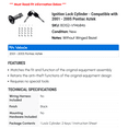 thumbnail image 2 of Ignition Lock Cylinder - Compatible with 2001 - 2005 Pontiac Aztek 2002 2003 2004, 2 of 2