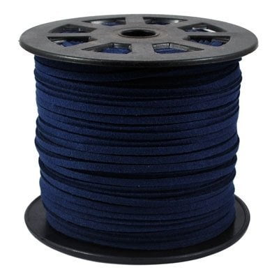 BeadsTreasure Dark Blue Suede Cord Lace Leather Cord for Jewelry Making 3x1.5 mm-20 Feet.