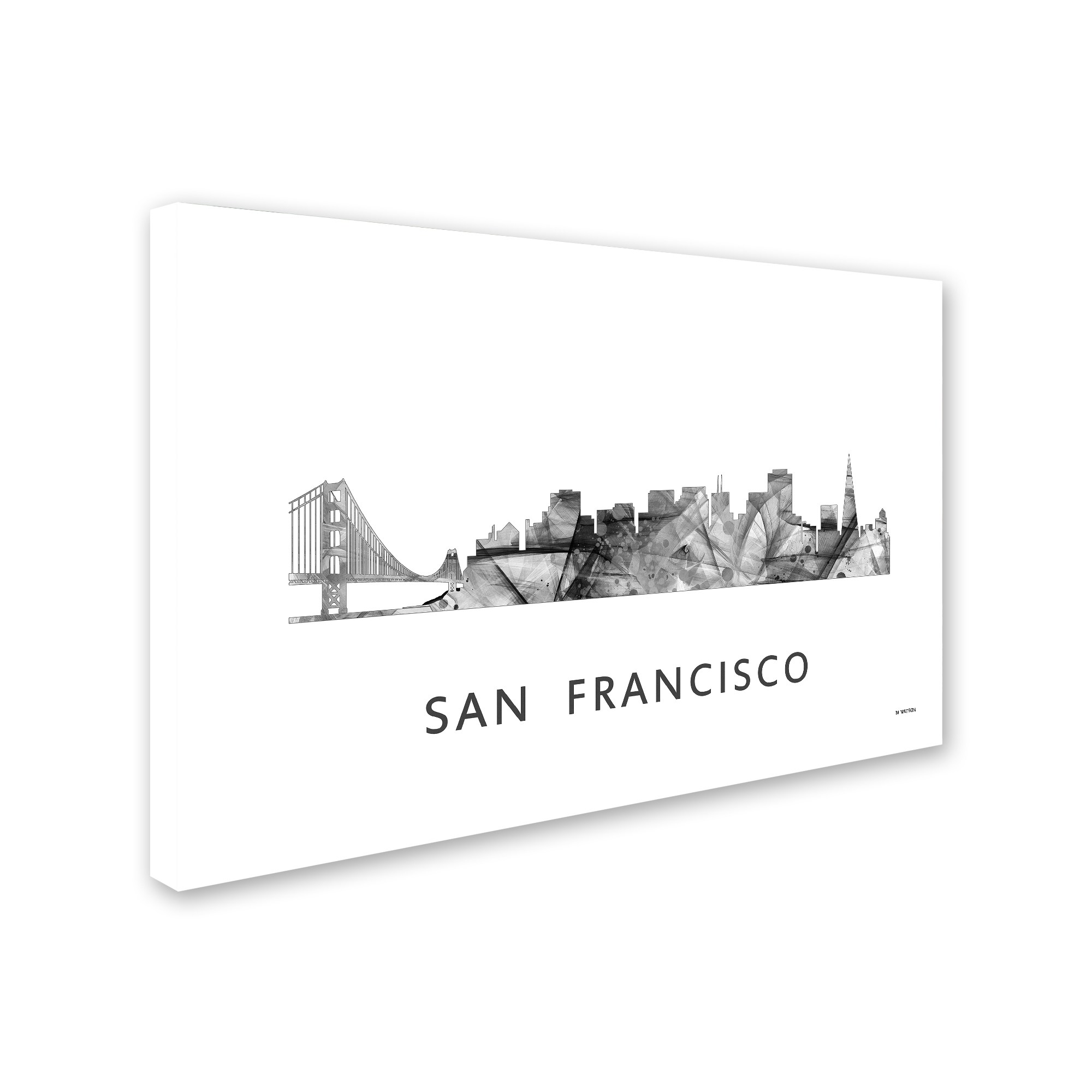 Trademark Fine Art 'San Francisco CA Skyline WB-BW' Canvas Art by Marlene Watson
