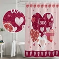 thumbnail image 4 of Light Pink Valentines Day Shower Curtain Set - Long 72" x 84" Washable Bathtub Curtain with 12 Hooks, Love Hearts Romantic Farmhouse Waterproof Fabric Stall Shower Curtains for Bathroom/Bathtub, 4 of 6